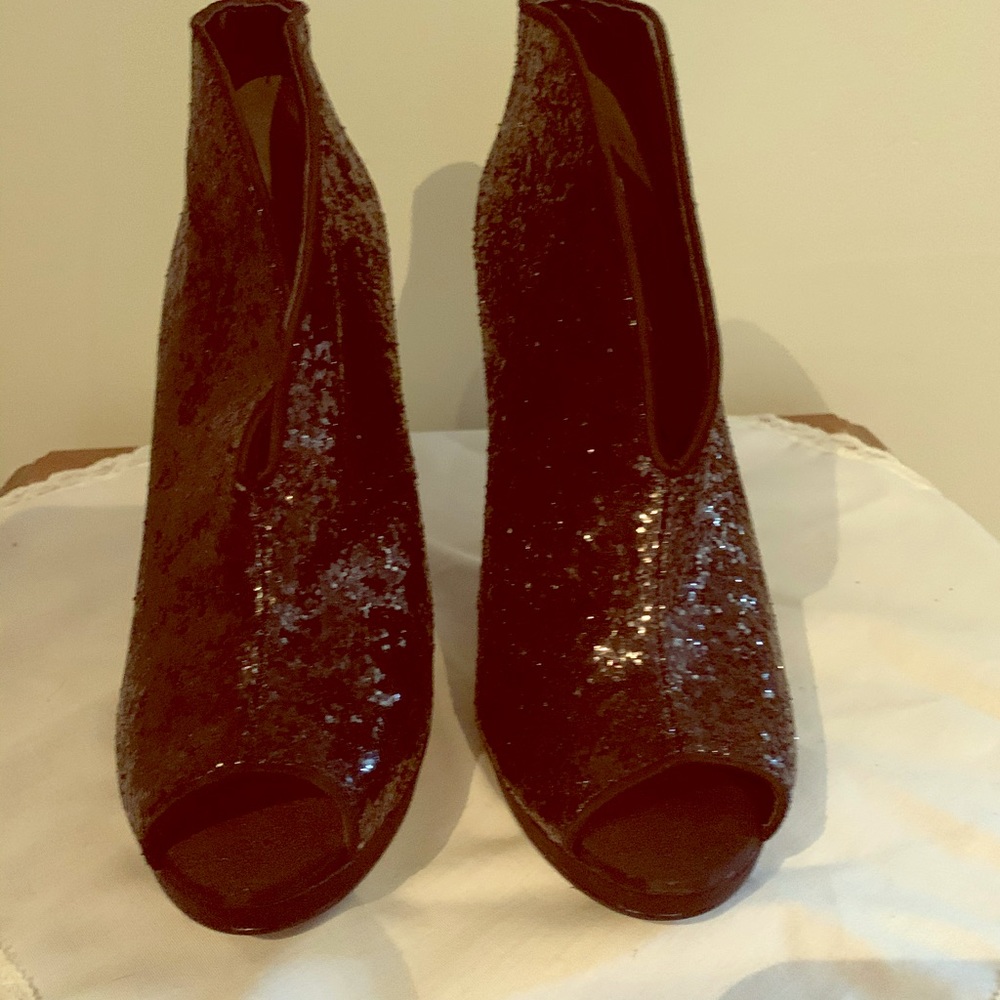 Sequined black booties